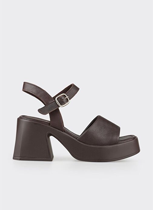 Kahve Deri Kadın Günlük Sandalet - Görsel 2