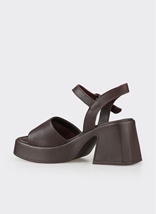Kahve Deri Kadın Günlük Sandalet - Görsel 4