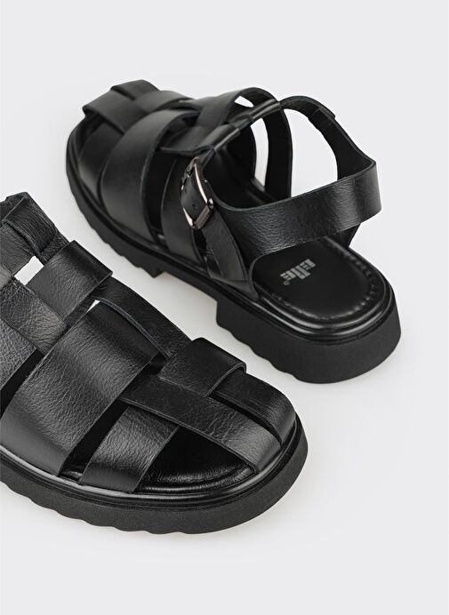 Siyah Deri Kadın Günlük Ayakkabı - Görsel 6