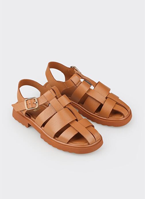 Taba Deri Kadın Günlük Ayakkabı - Görsel 3