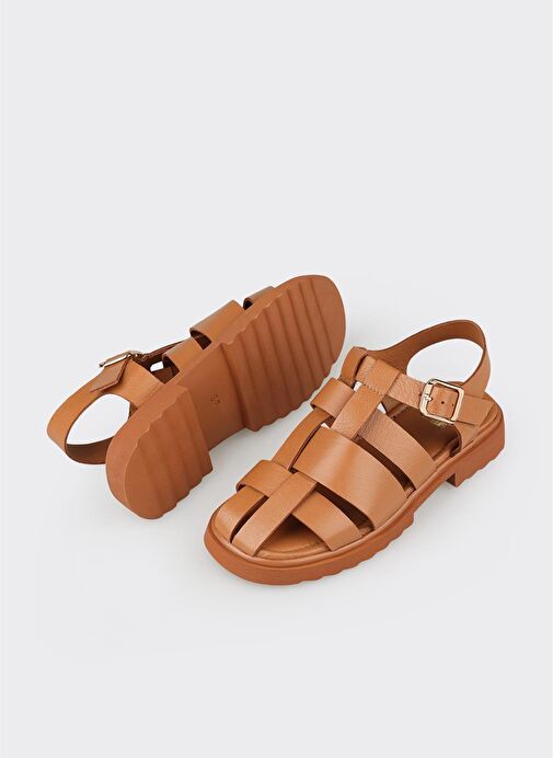 Taba Deri Kadın Günlük Ayakkabı - Görsel 4