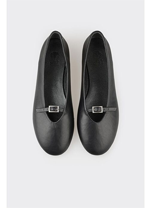 Elle Siyah Kadın Deri Babet DEMATA - Görsel 9