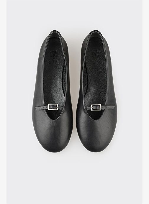 Elle Siyah Kadın Deri Babet DEMATA - Görsel 8