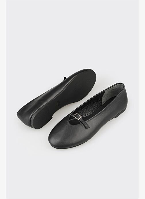 Elle Siyah Kadın Deri Babet DEMATA - Görsel 7