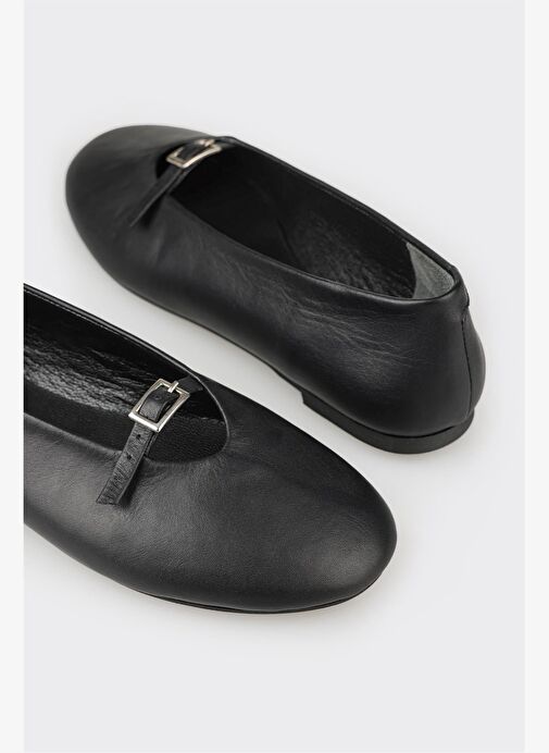 Elle Siyah Kadın Deri Babet DEMATA - Görsel 11