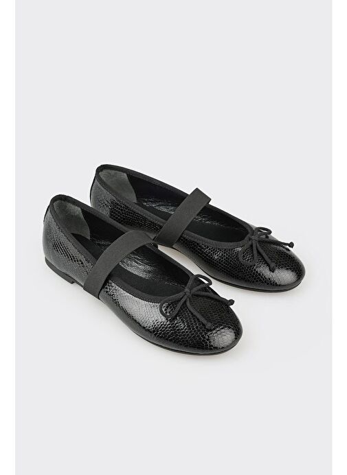 Elle Siyah Kadın Deri Babet ARMOPA - Görsel 3