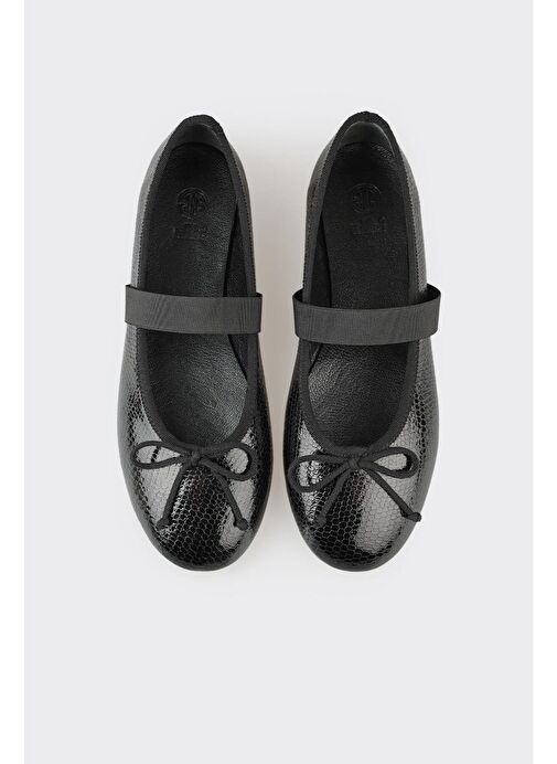 Elle Siyah Kadın Deri Babet ARMOPA - Görsel 5