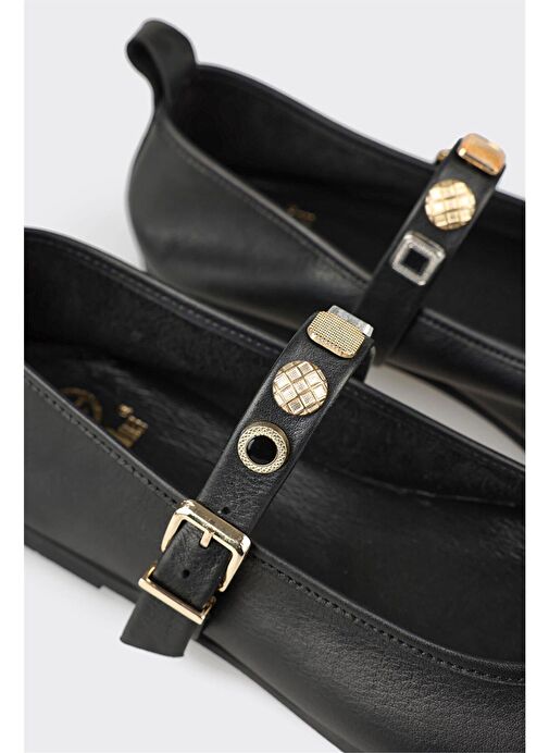 Siyah Deri Kadın Günlük Ayakkabı - Görsel 6