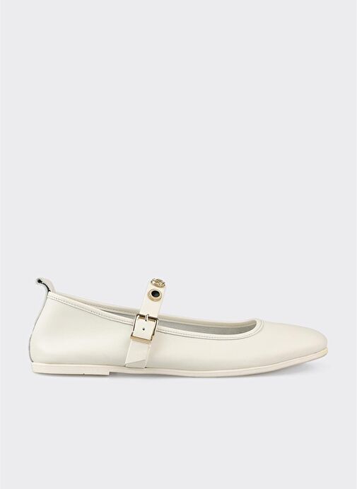 Ekru Deri Kadın Günlük Ayakkabı - Görsel 2