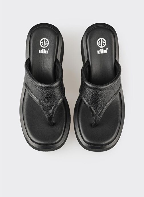 Siyah Deri Kadın Günlük Terlik - Görsel 5