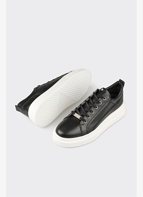 Siyah Deri Erkek Spor Ayakkabı - Görsel 6