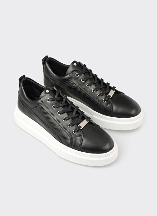 Siyah Deri Erkek Spor Ayakkabı - Görsel 5