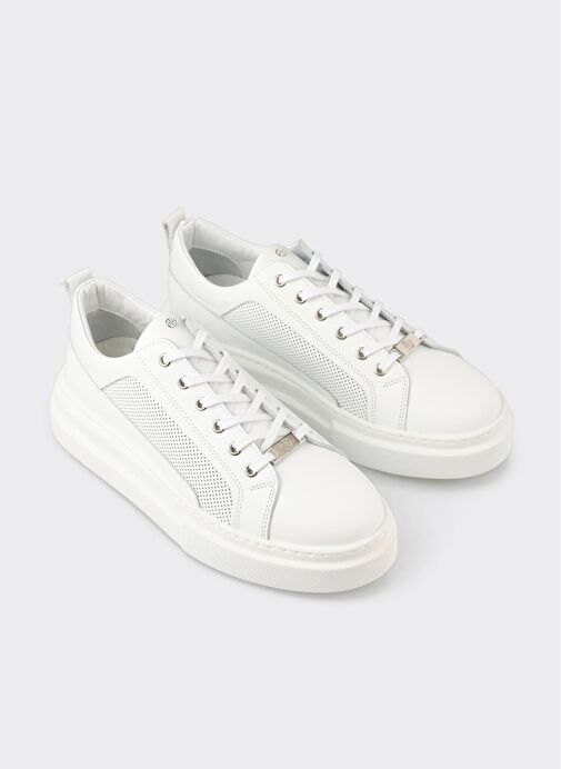 Beyaz Deri Erkek Spor Ayakkabı - Görsel 3