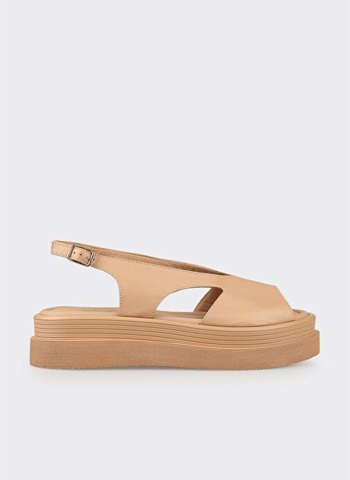 Naturel Deri Kadın Topuklu Sandalet - Görsel 2