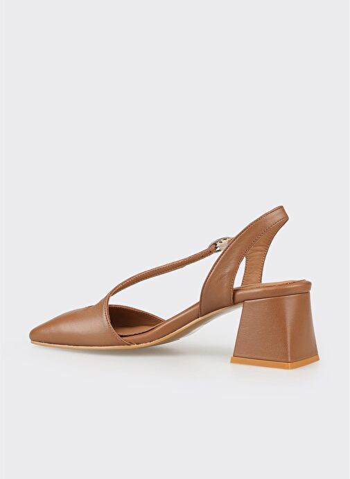 Taba Deri Kadın Topuklu Ayakkabı - Görsel 4