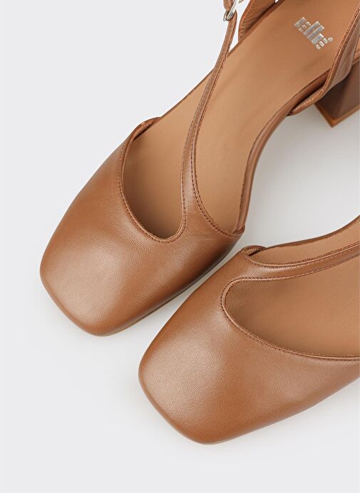 Taba Deri Kadın Topuklu Ayakkabı - Görsel 5