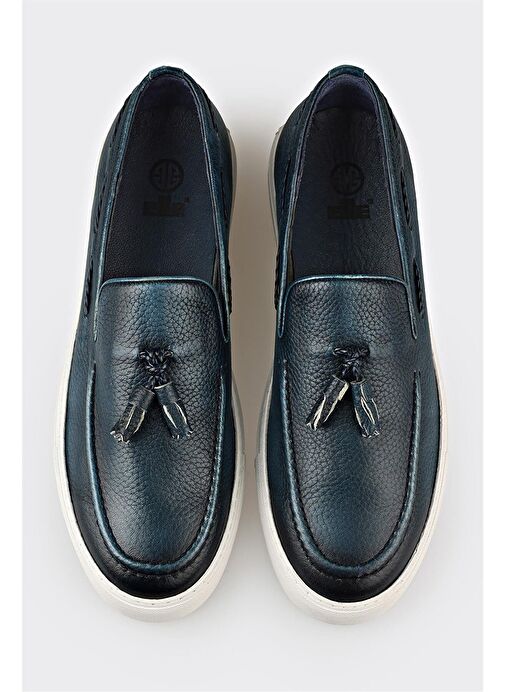 Lacivert Deri Erkek Loafer - Görsel 5