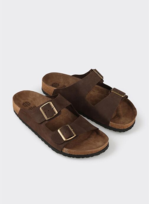 Kahve Deri Erkek Terlik - Görsel 3