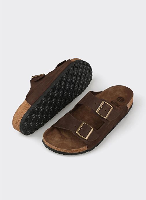 Kahve Deri Erkek Terlik - Görsel 4