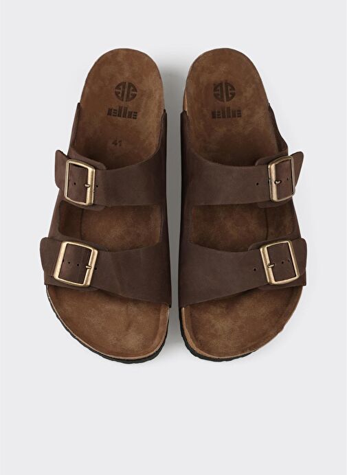 Kahve Deri Erkek Terlik - Görsel 5