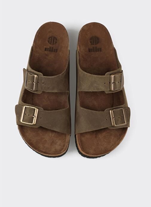 Haki Deri Erkek Terlik - Görsel 5