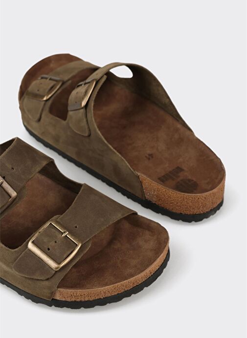 Haki Deri Erkek Terlik - Görsel 6