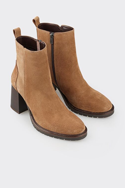 Taba Deri Kadın Orta Topuk Bot - Görsel 3