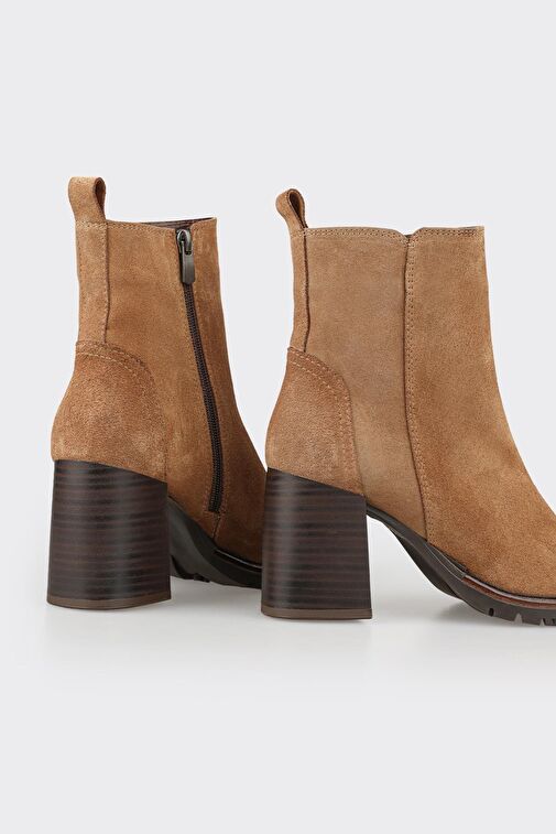 Taba Deri Kadın Orta Topuk Bot - Görsel 5