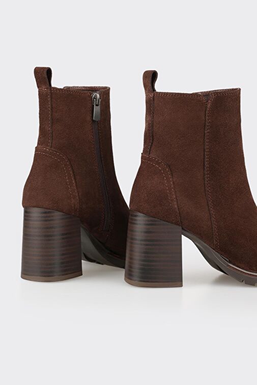 Kahve Deri Kadın Orta Topuk Bot - Görsel 5