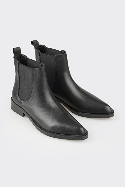 Siyah Deri Kadın Günlük Bot - Görsel 3