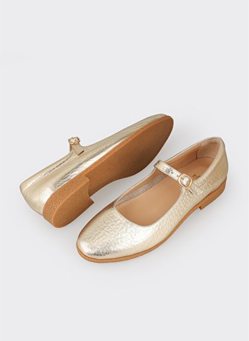 Gold Deri Kadın Babet - Görsel 4