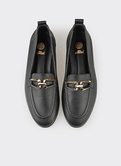 Siyah Deri Kadın Günlük Ayakkabı - Görsel 5