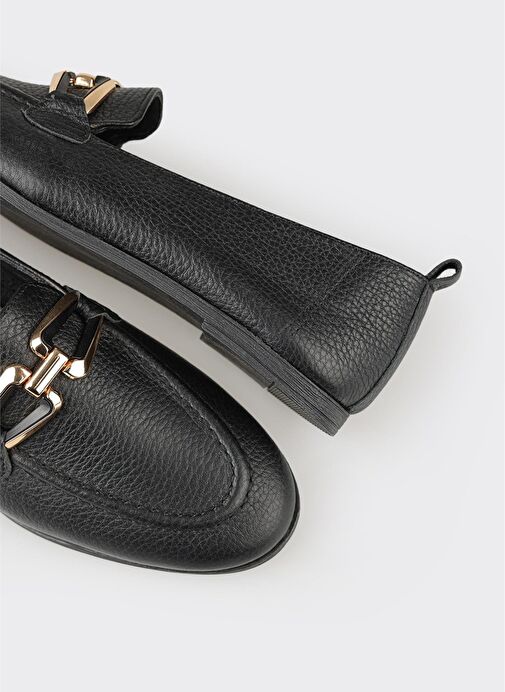 Siyah Deri Kadın Günlük Ayakkabı - Görsel 6