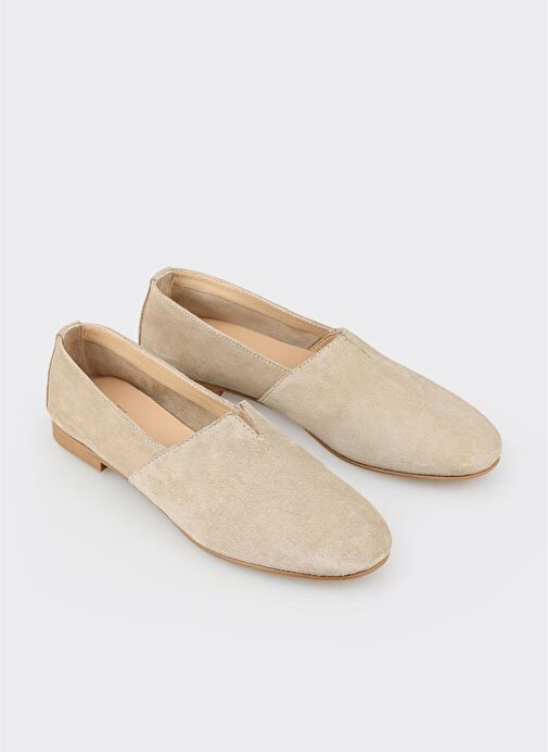 Bej Deri Kadın Günlük Ayakkabı - Görsel 3