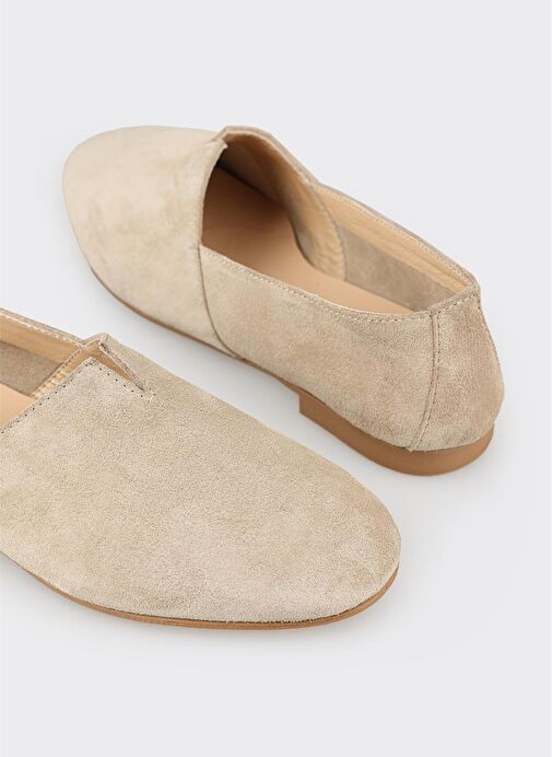 Bej Deri Kadın Günlük Ayakkabı - Görsel 6