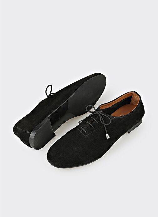 Siyah Deri Kadın Günlük Ayakkabı - Görsel 4