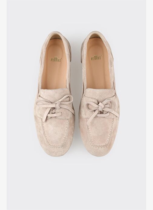 Bej Deri Kadın Günlük Ayakkabı - Görsel 8