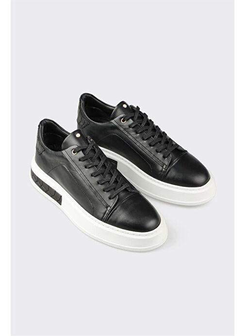 Siyah Deri Erkek Spor Ayakkabı - Görsel 6