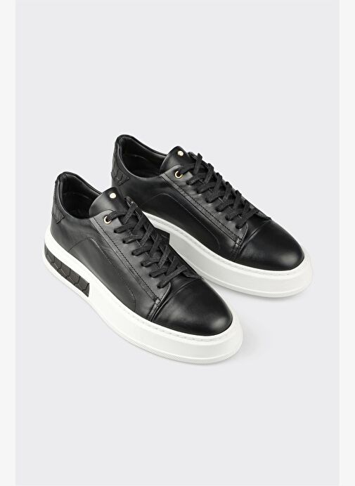 Siyah Deri Erkek Spor Ayakkabı - Görsel 4