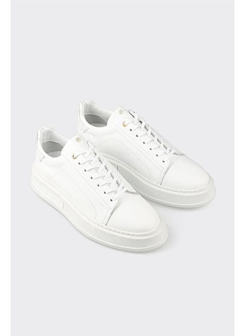 Beyaz Deri Erkek Spor Ayakkabı - Görsel 3