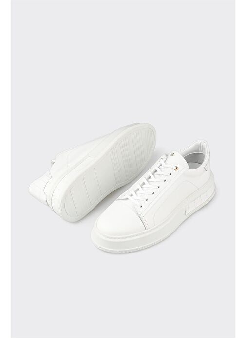 Beyaz Deri Erkek Spor Ayakkabı - Görsel 4