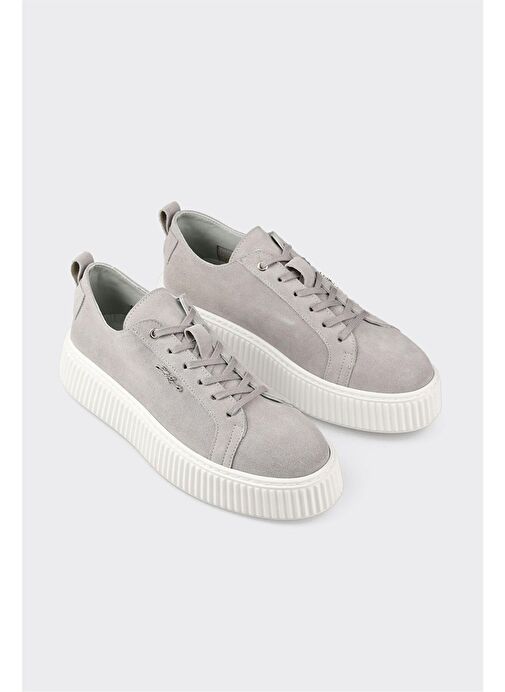 Gri Deri Erkek Spor Ayakkabı - Görsel 3