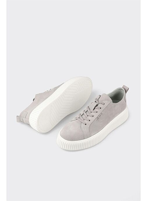 Gri Deri Erkek Spor Ayakkabı - Görsel 4