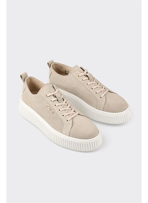 Bej Deri Erkek Spor Ayakkabı - Görsel 3