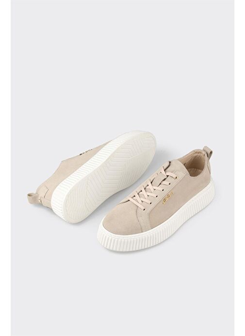 Bej Deri Erkek Spor Ayakkabı - Görsel 4