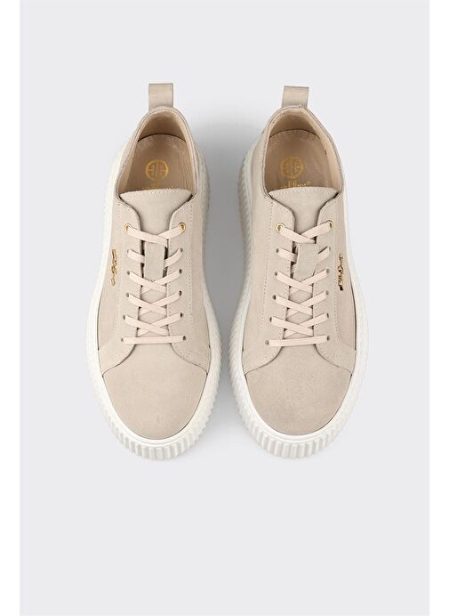 Bej Deri Erkek Spor Ayakkabı - Görsel 5