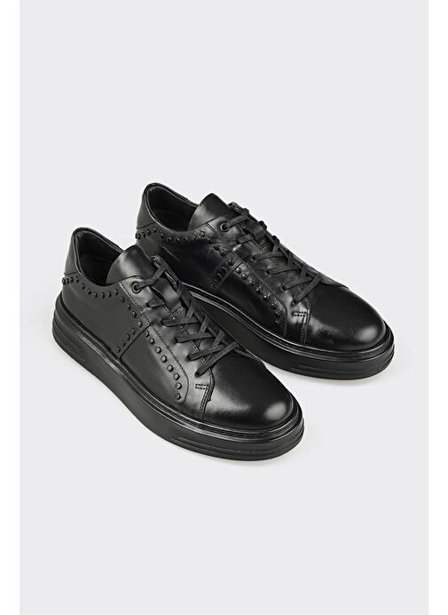 Siyah Deri Erkek Spor Ayakkabı - Görsel 3