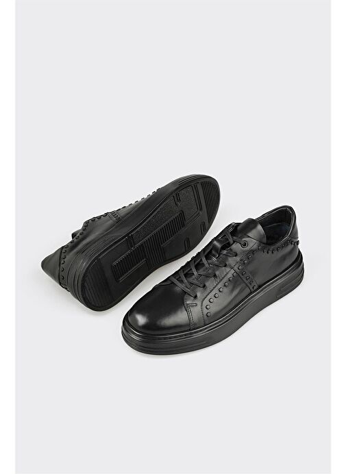 Siyah Deri Erkek Spor Ayakkabı - Görsel 4