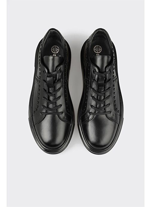 Siyah Deri Erkek Spor Ayakkabı - Görsel 5