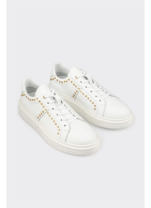 Beyaz Deri Erkek Spor Ayakkabı - Görsel 3